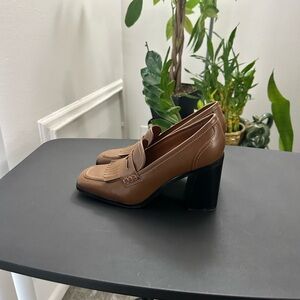 Marc Fisher Medium Brown Loafers with Block Heel